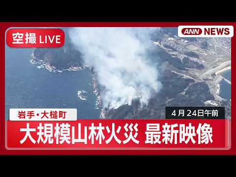 ライブ空撮】岩手・大槌町の大規模山林火災 現地最新映像【LIVE】(2026