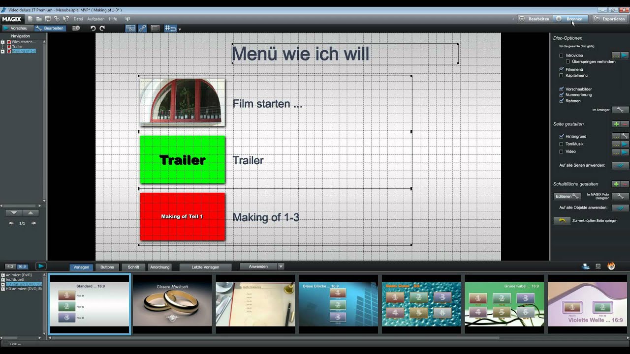 Tutorial DVD-Menü Teil 2 - Im Bearbeitungsmodus - YouTube