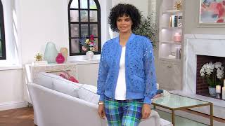Isaac Mizrahi Live! Zip Front Lace Bomber Jacket with Pockets on QVC