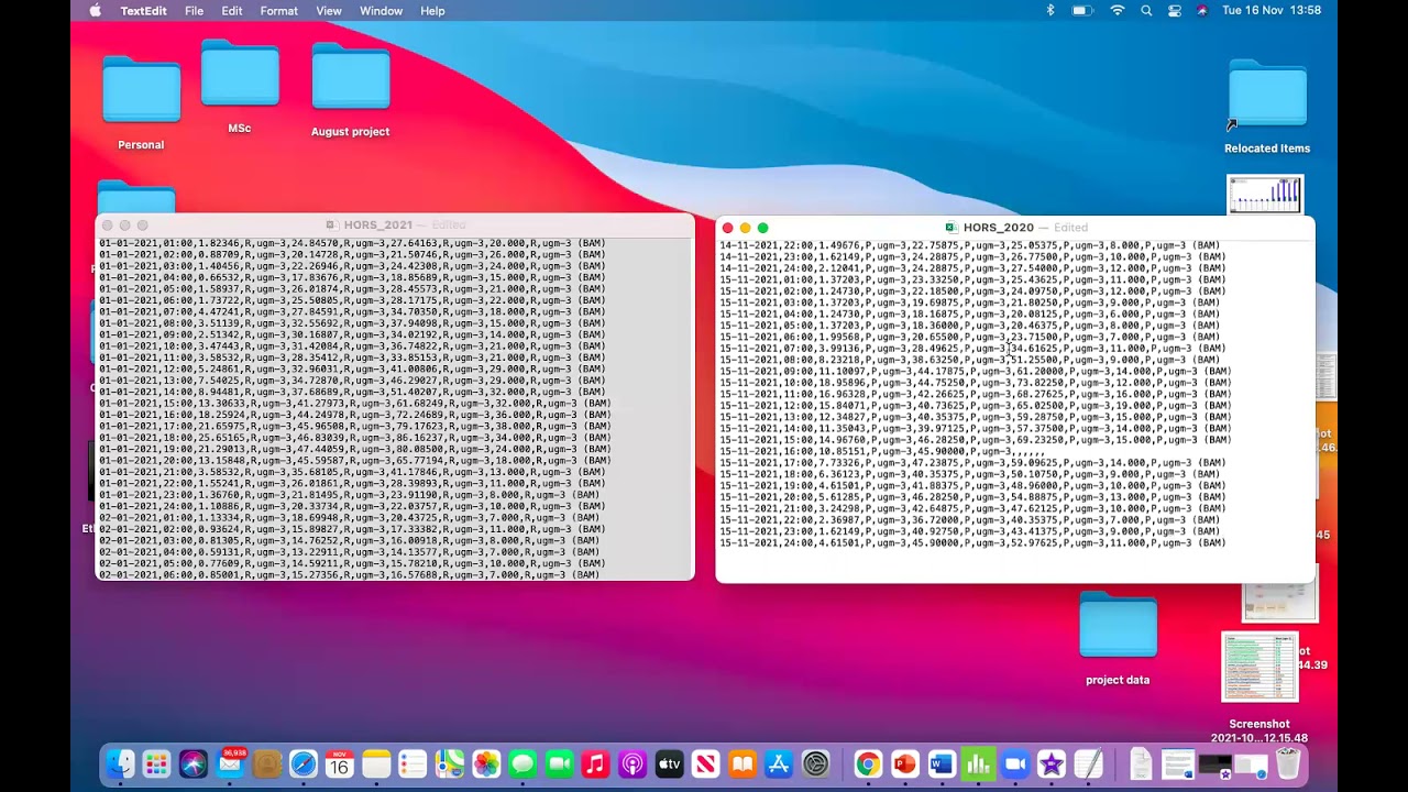 Download data, put them together and import to minitab