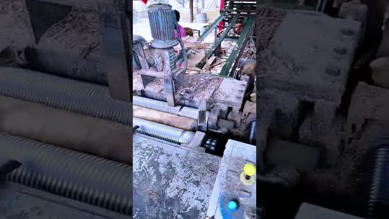The process of peeling wood to make sheet- Good tools and machinery make work easy