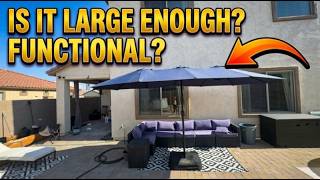 Large Twin Patio Umbrella | Easy Crank System Tested