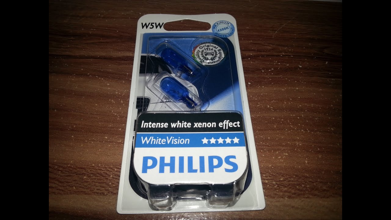 Philips W5W White Vision Xenon Effect Standlicht 4300K Halogen Lampen Duo Set 