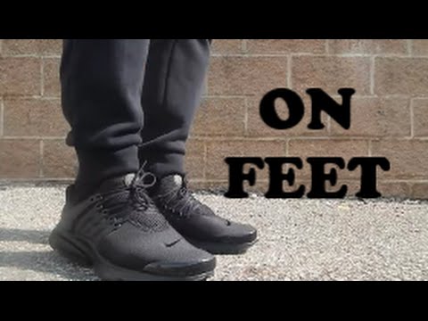 NIKE AIR PRESTO BLACK ON FEET - YouTube