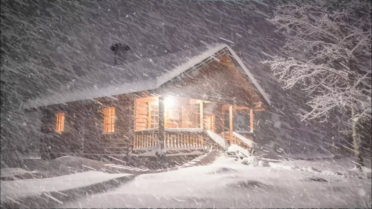 Cozy Cabin Blizzard Ambience | Snowstorm Sounds for Deep Sleep ...