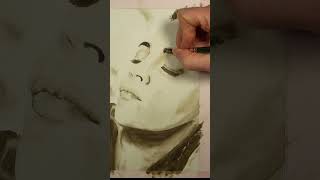 Sinnliches Porträt einer Frau in Aquarell malen 🤎 | Monochrom &amp; ruhig #Shorts