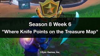 fortnite season 8 week 6 quot where the knife points quot challenge battle - fortnite season 8 week 6 knife point location