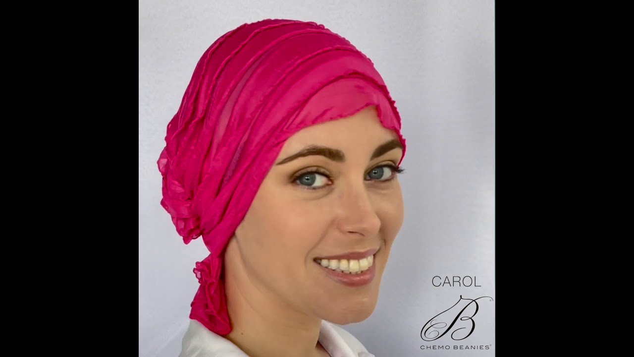 How to Wear a Scarf - Simple - Chemo Beanies® Hot Pink Ruffle - Carol