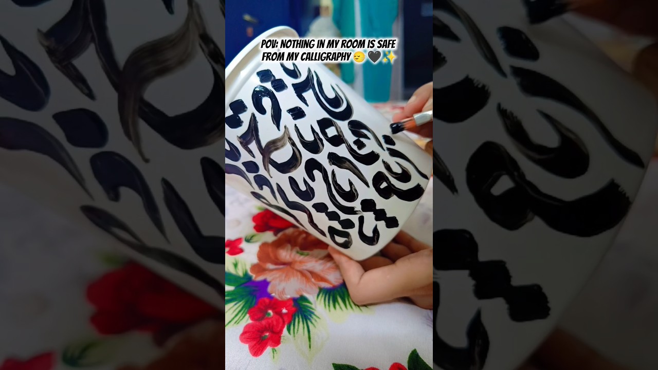 Hand-painted calligraphy desk decor🖤✨  #calligraphy  # fact #viralshorts #arabic #viral #trending