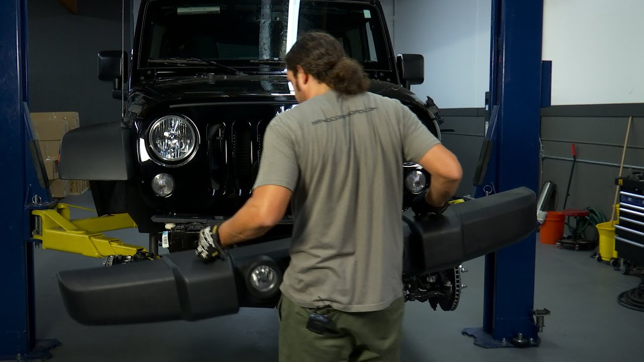 How to Remove Stock Jeep JK Front Bumper  - YouTube