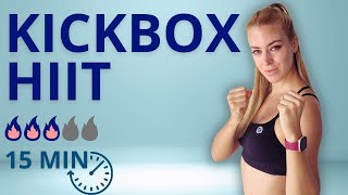 15 MIN KICKBOXING CARDIO HIIT, Home Workout, No Equipment