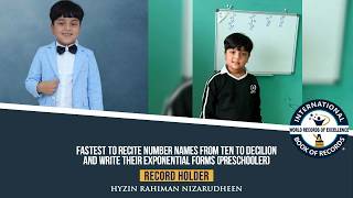 FASTEST TO RECITE NUMBER NAMES FROM TEN TO DECILION AND WRITE THEIR EXPONENTIAL FORMS (PRESCHOOLER)