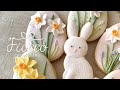 『水仙とイースターエッグのアイシングクッキー』How to pipe icing daffodils to decorate Easter eggs