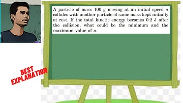 A particle of mass 100 g moving at an initial speed u collides with another particle of same mass