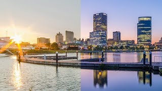 Milwaukee's Skyline - Day to Night Timelapse