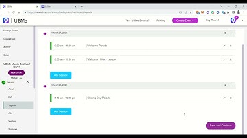 UBMe Events - How to Add an Event Agenda