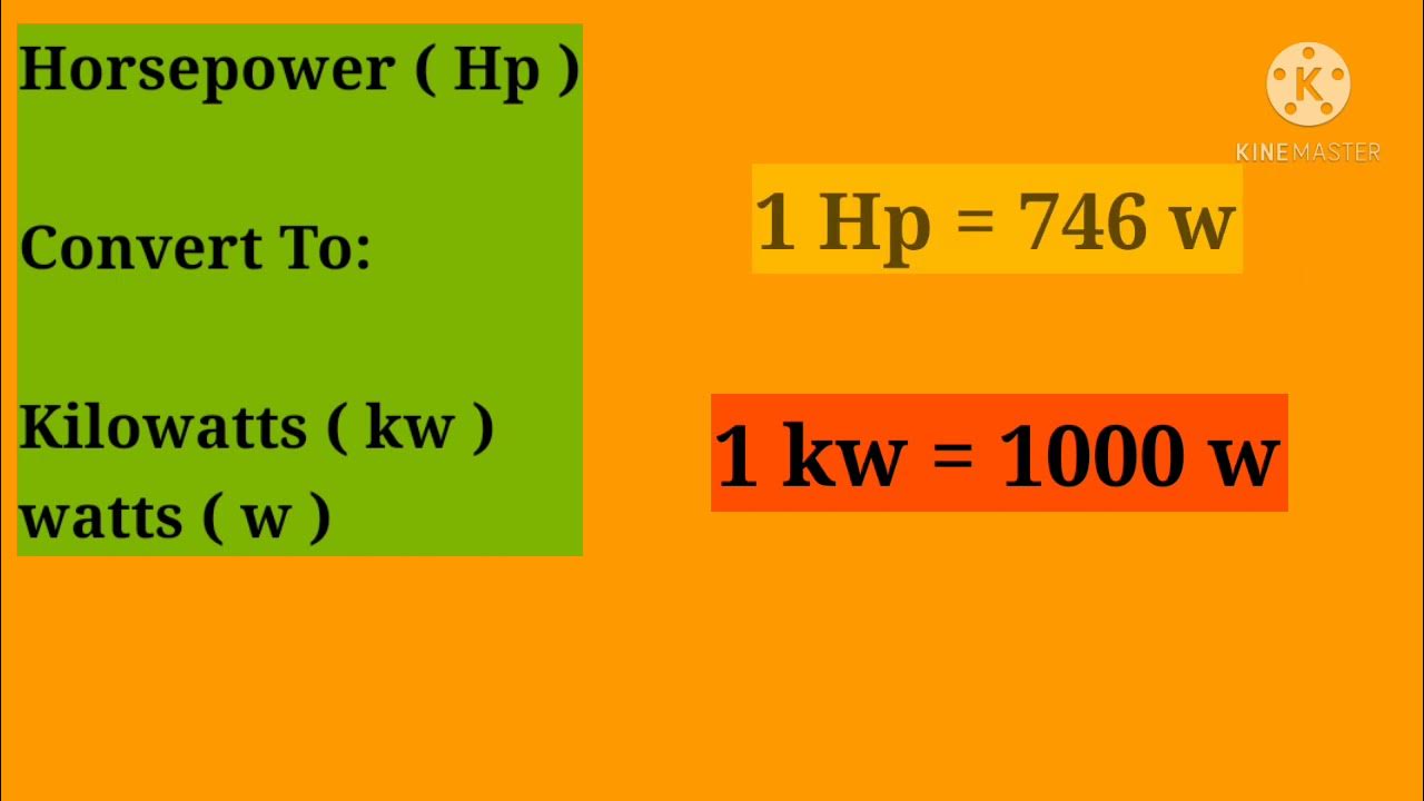 How to Convert Hp to Kw and watts | Electrical basic formula - YouTube