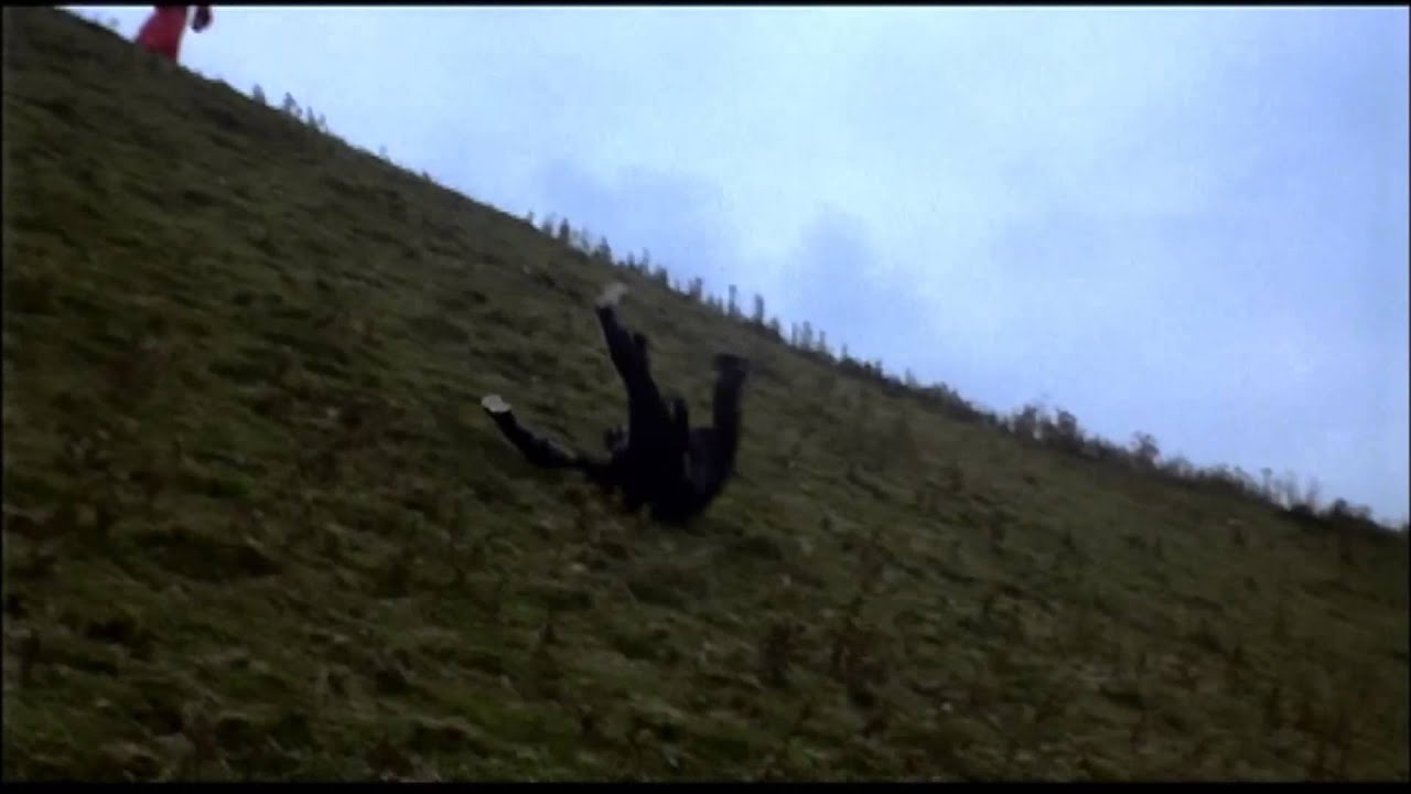 Wesley rolling down the hill from Princess Bride