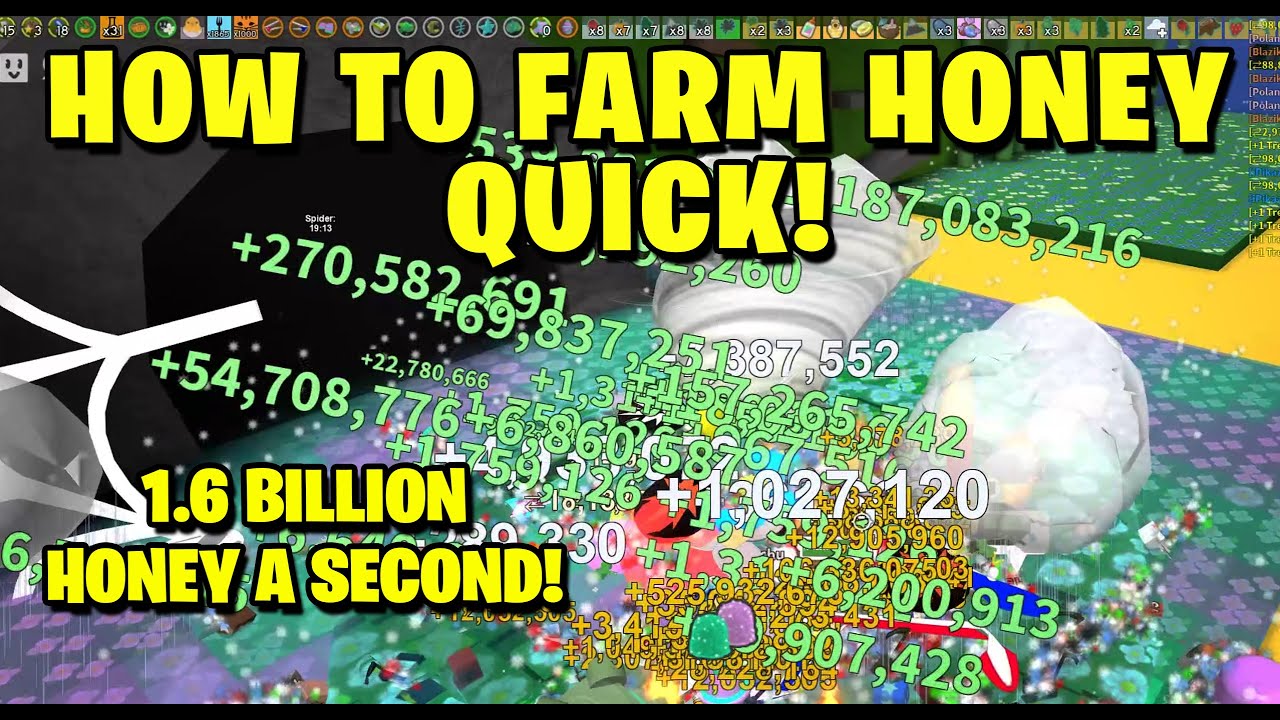 How To Farm Honey Quick 1 6 Billion Honey A Second Bee Swarm Simulator Youtube - roblox bee swarm simulator how to level up bees fast