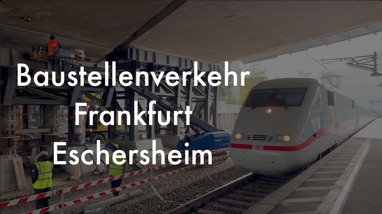 Baustellenverkehr in Frankfurt Eschersheim mit ICEs, ICs, Regio und S