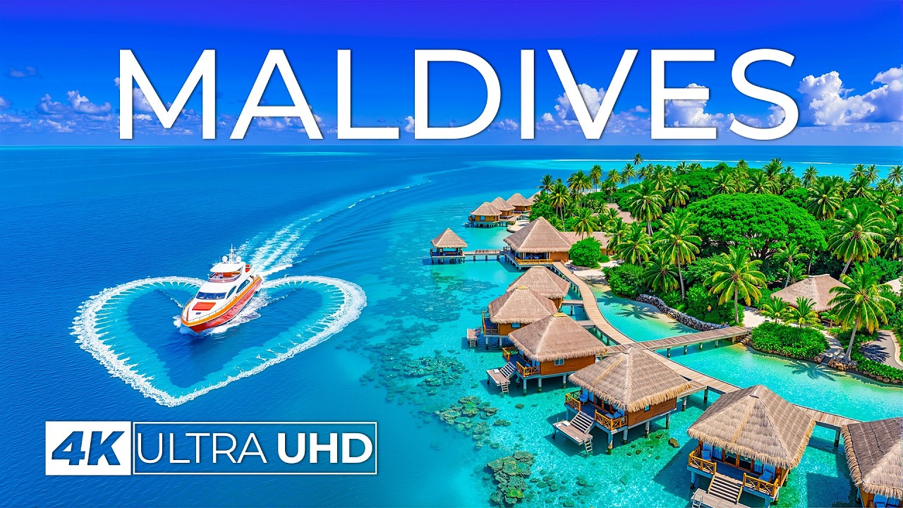 [4K] Maldives 🇲🇻 Overwater Bungalows, Crystal Clear Lagoons & Luxury Island Resorts Aerial Views