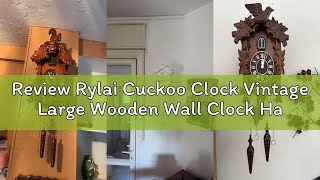 Review Rylai Cuckoo Clock Vintage Large Wooden Wall Clock Handcrafted 13x9.5 Inch Brown