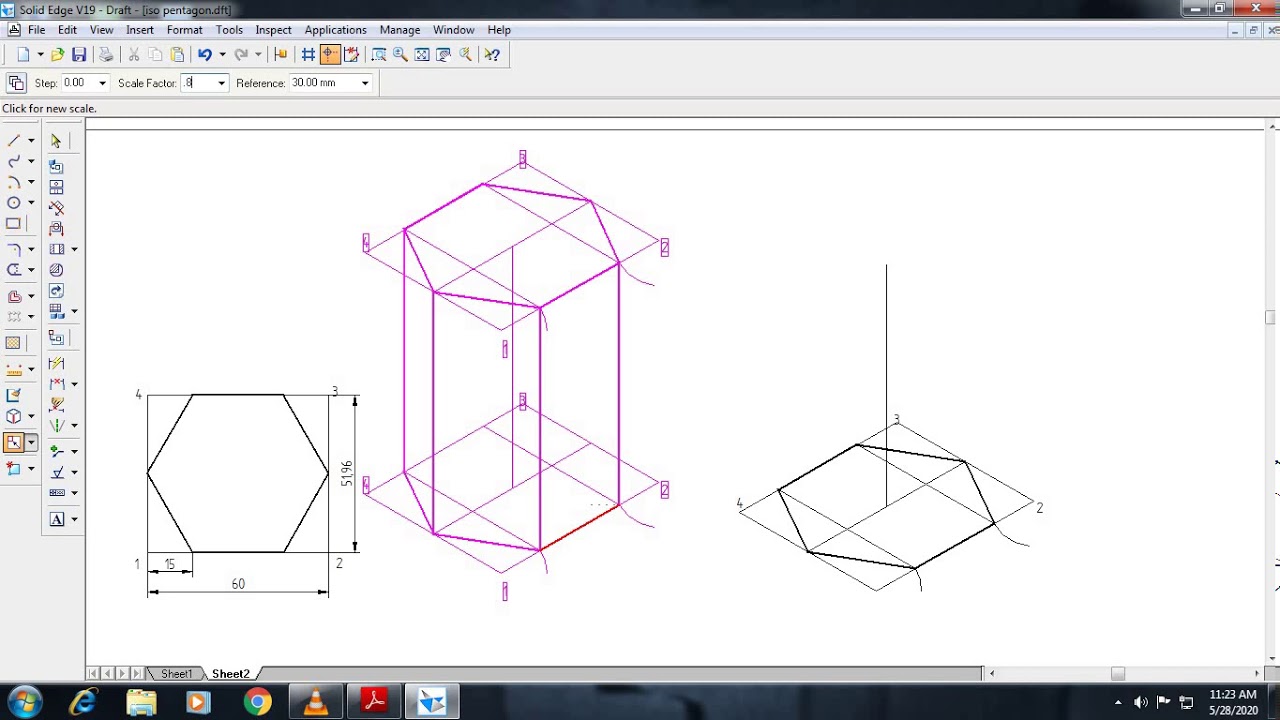 Isometric Projections of Hexagonal solids - YouTube