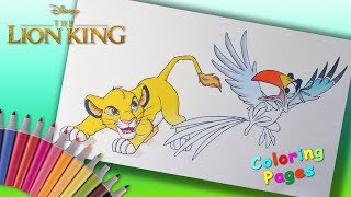 Lion King Coloring Pages For Kids  Simba catches Zazu Colouring