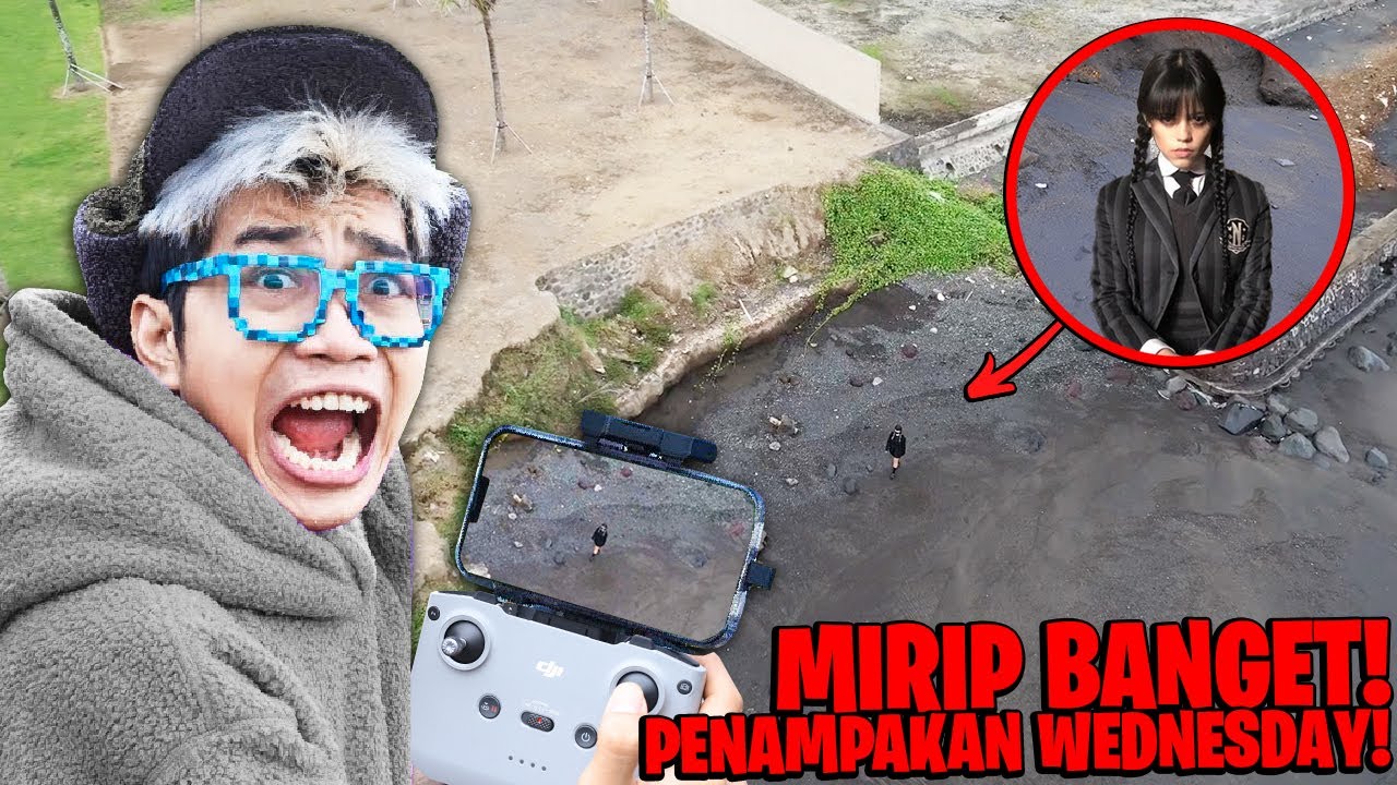 DRONE MEREKAM PENAMPAKAN SOSOK WEDNESDAY CANTIK DI PANTAI ANGKER TERBENGKALAI DI DUNIA NYATA!!!