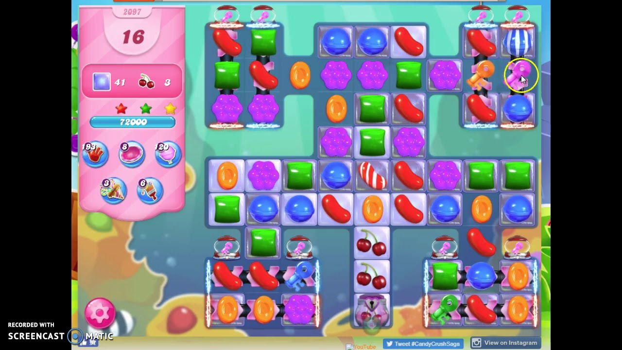 Candy Crush Level 2097 Audio Talkthrough, 2 Stars 0 Boosters YouTube