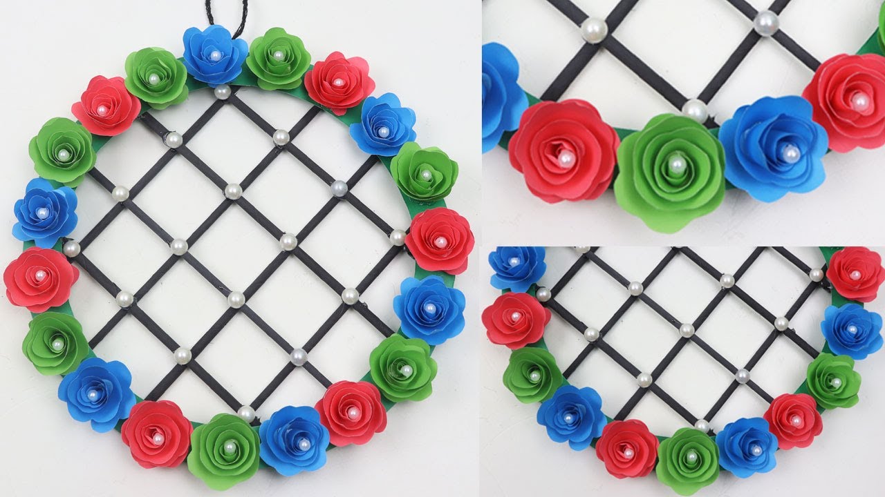 Paper Rose Flower Wall hanging Wall Decoration ideas Home Decor