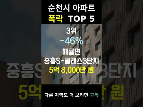 전남 순천시 아파트 하락의 시작?? top5