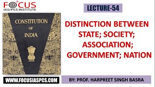 IAS PCS Indian Polity LECTURE-54:Distinction Between STATE;SOCIETY;GOVERNMENT;NATION;ASSOCIATION