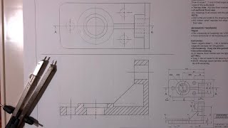 Sectional front view and outside top view of a mechanical part Page 54