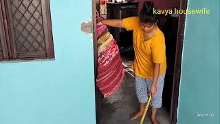 cleaning and washing floor vlog | Indian housewife cleaning vlog | downblouse vlog