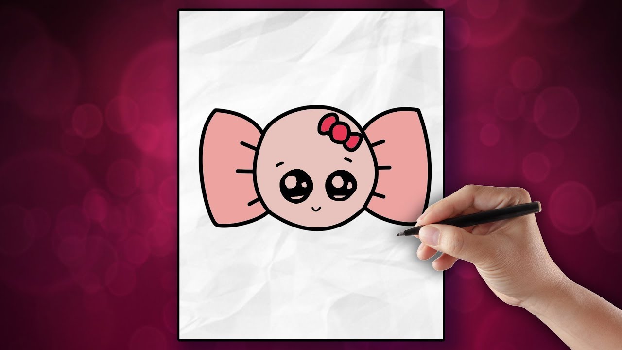 Каваи - Как нарисовать конфету - Рисунок для детей шаг за шагом