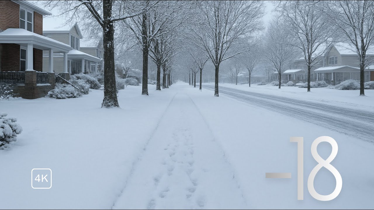 4K Snowy Walk in the USA | Peaceful American Neighborhood Winter ...