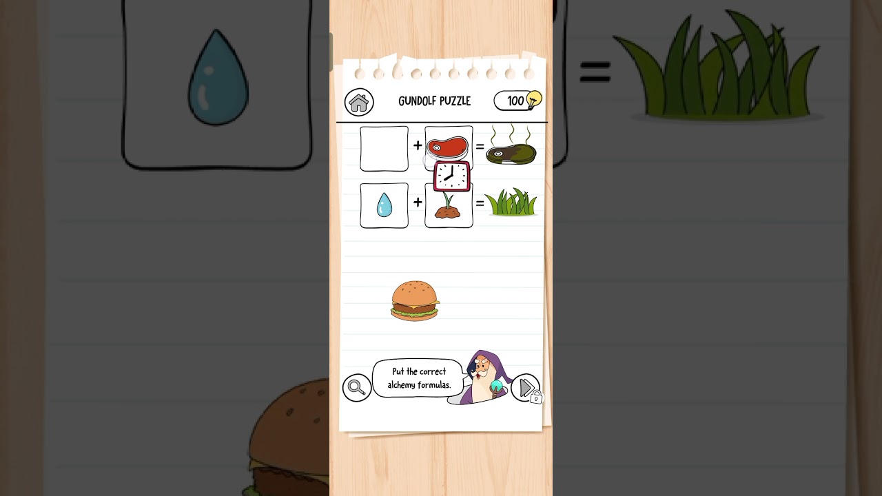 Braintest 3 Level 64 Gundolf puzzle Put the correct alchemy formula 