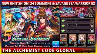 New Global Unit Shion - 34 Summon & Savage Sea Warrior EX With F2P Units (The Alchemist Code)