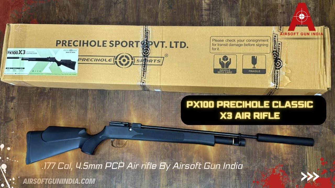 Precihole sports PX100 Achilles Classic X3 Air Rifle (With INTEGRATED SUPPRESSOR) – Black unboxing