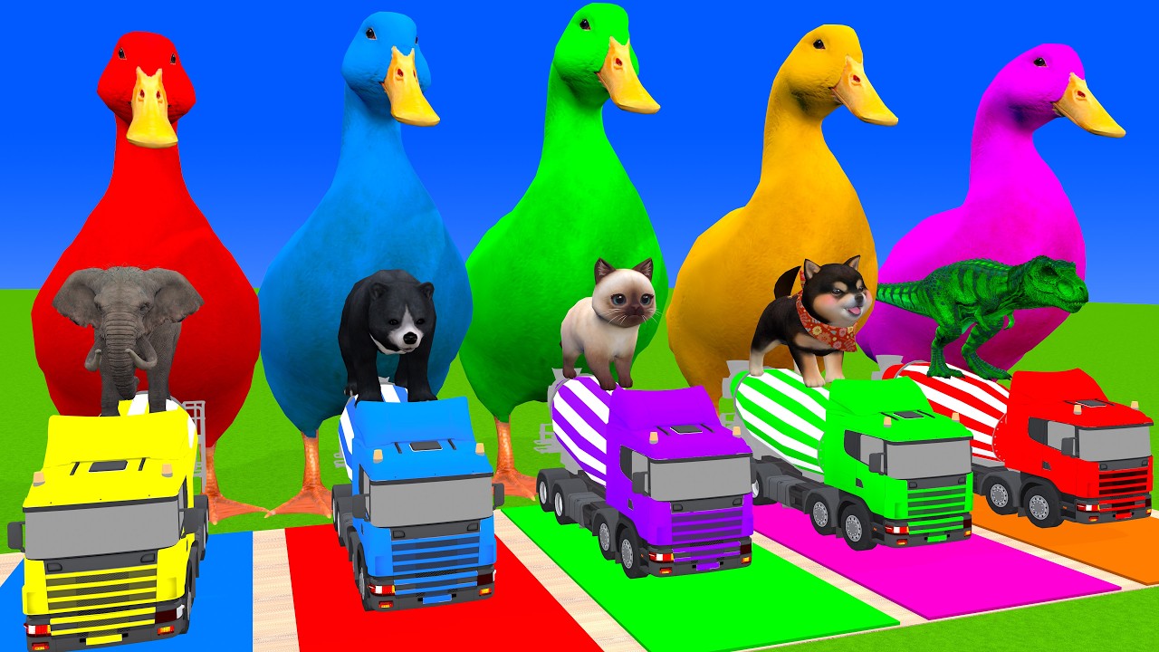 Long Slide Game with Cow Elephant Gorilla Hippopotamus Tiger 3d Animal Game Funny 3d Animals