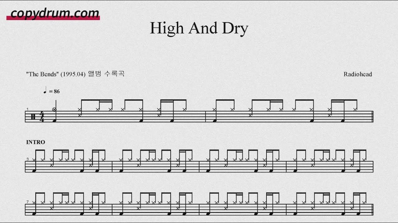 high and dry chords radiohead