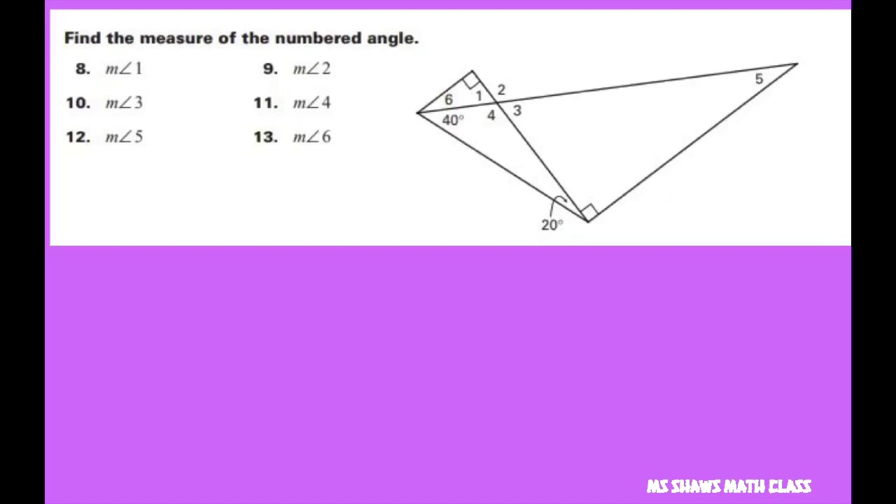 find-the-measure-of-each-numbered-angle-triangles-youtube