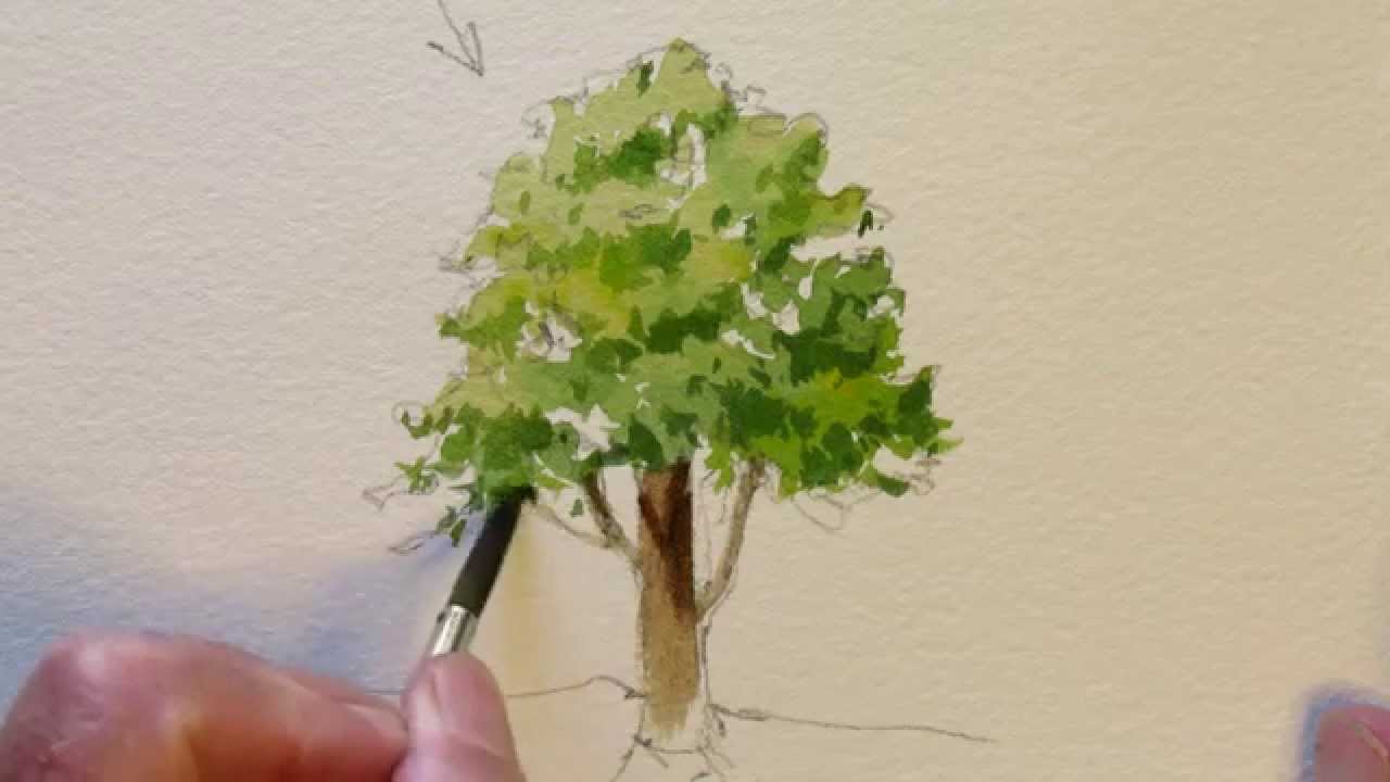 How to paint a simple tree - YouTube