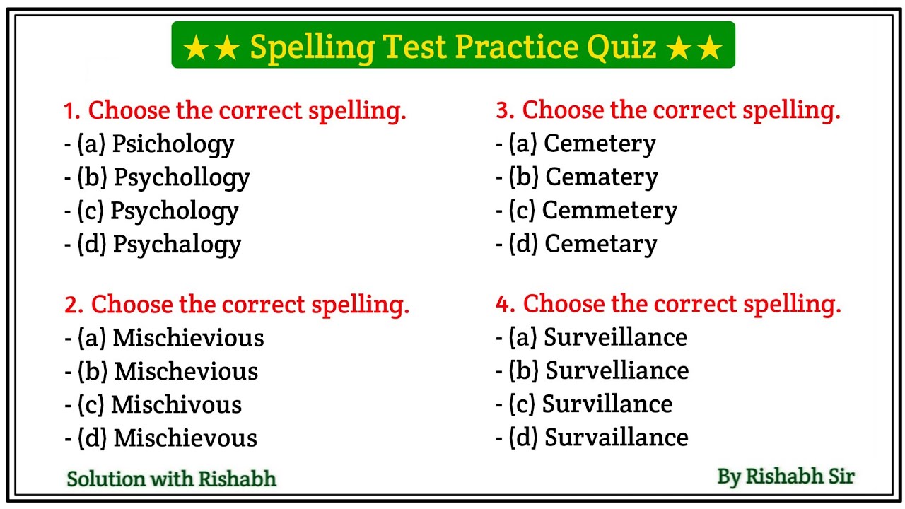 Spelling Test | English Spelling practice | Correct Spelling | Correct spelling of words in english