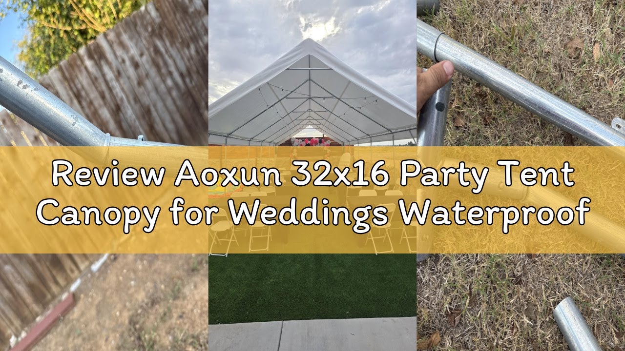 Review Aoxun 32x16 Party Tent Canopy for Weddings Waterproof Event Tent with Removable Sidewalls &Ro