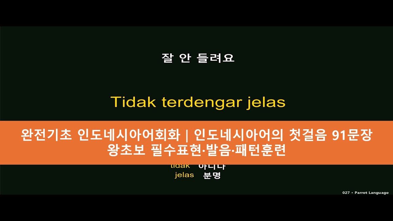 완전기초 인도네시아어회화｜인도네시아어의 첫걸음 91문장｜왕초보 필수표현·발음·패턴훈련｜Parrot Language