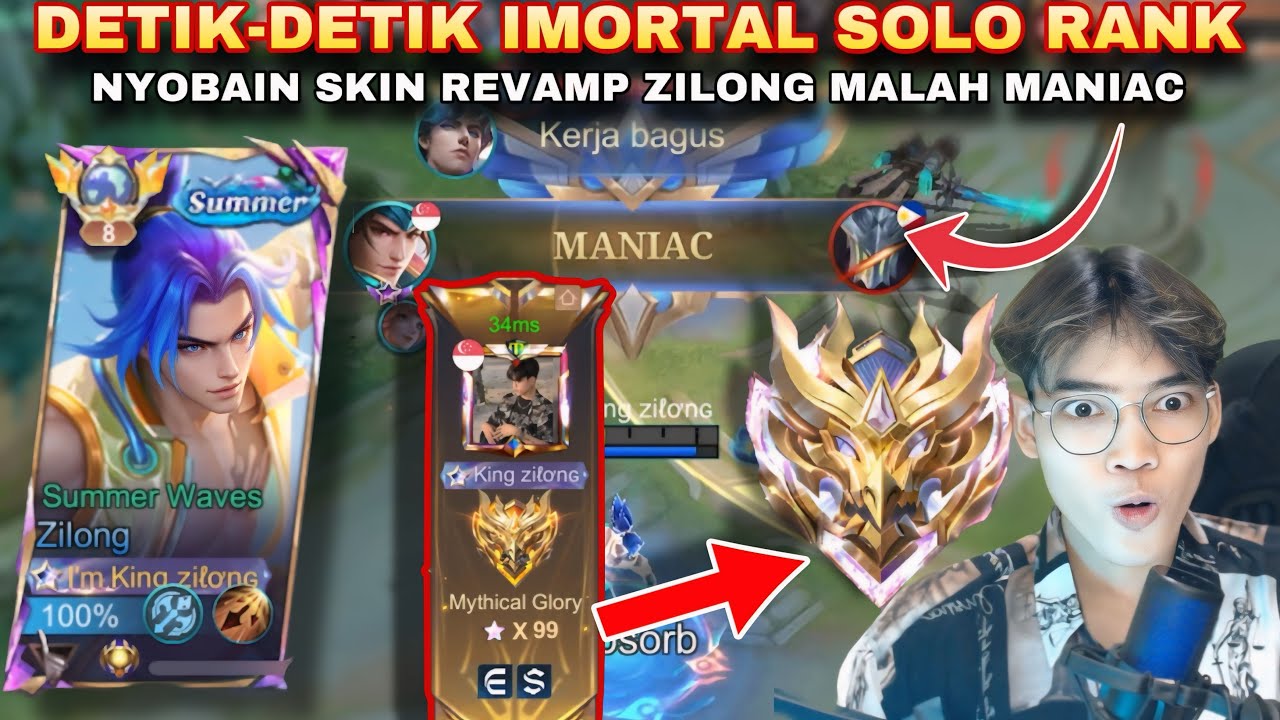 DETIK-DETIK IMORTAL SOLO RANK LANGSUNG MANIAC PAKE BUILD SETAN | MLBB