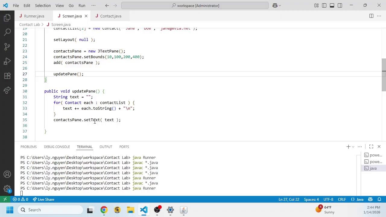 01/14 Live Stream Contact Manager Lab p6