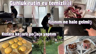 GÜNLÜK VLOG⭐RUTİN EV TEMİZLİĞİNE HALE GELMİŞ ZOR TEMİZLEDİM|KIZLARA KAŞARLI POĞAÇA YAPTIM